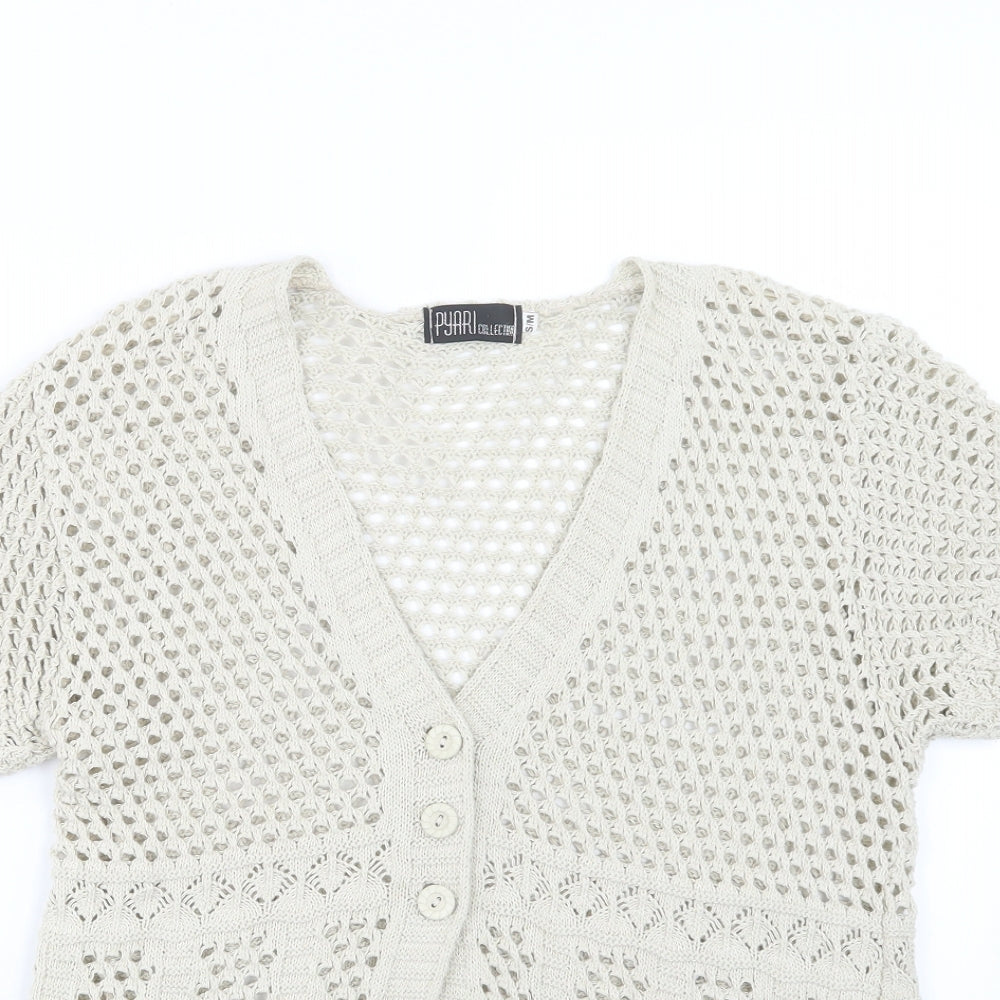 Pyari Womens Beige  Knit Cardigan Jumper Size S