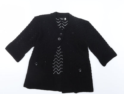 Glimpse Design Womens Black  Knit Cardigan Jumper Size S