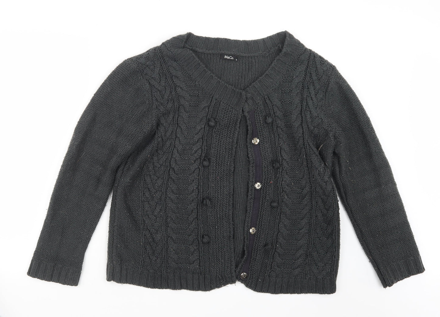 M&Co Womens Grey  Knit Cardigan Jumper Size XL