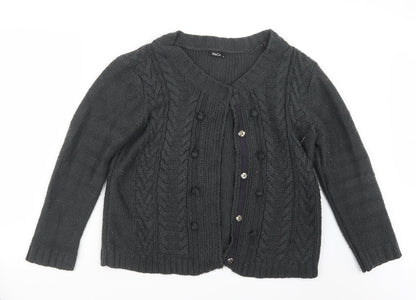 M&Co Womens Grey  Knit Cardigan Jumper Size XL