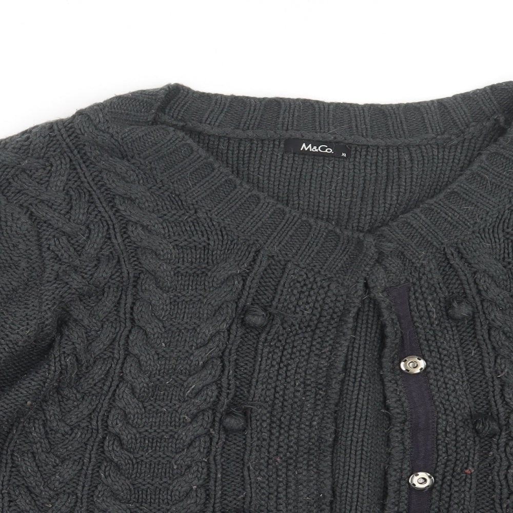 M&Co Womens Grey  Knit Cardigan Jumper Size XL