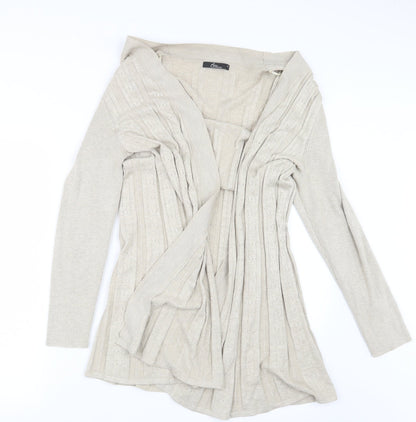 Bm Collection Womens Beige  Knit Cardigan Jumper Size M