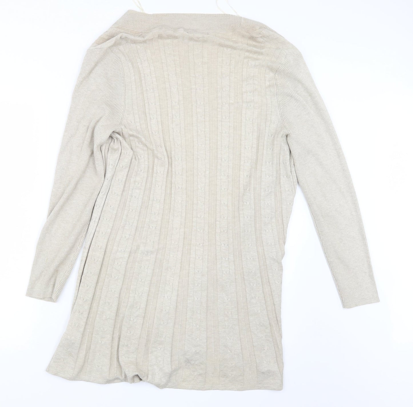 Bm Collection Womens Beige  Knit Cardigan Jumper Size M