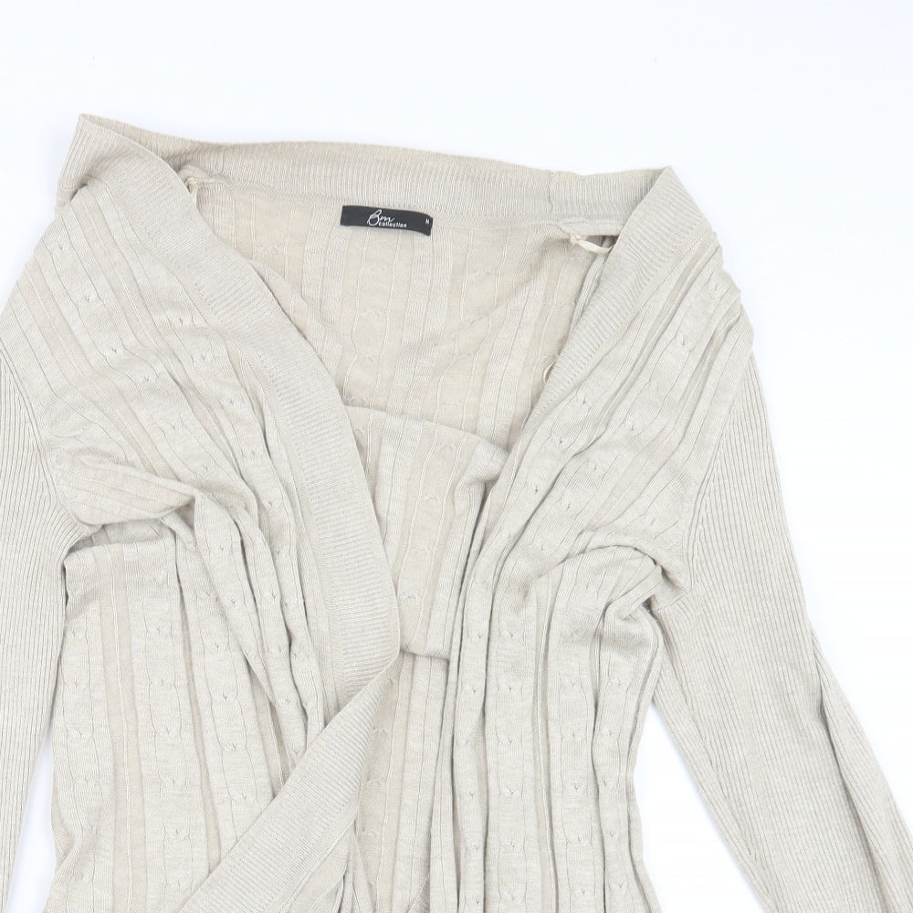 Bm Collection Womens Beige  Knit Cardigan Jumper Size M