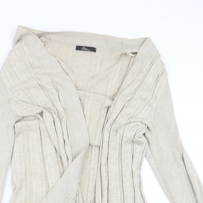 Bm Collection Womens Beige  Knit Cardigan Jumper Size M