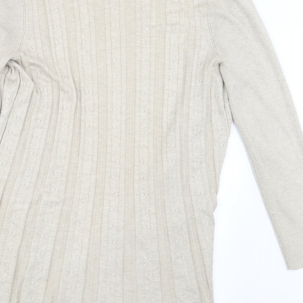 Bm Collection Womens Beige  Knit Cardigan Jumper Size M