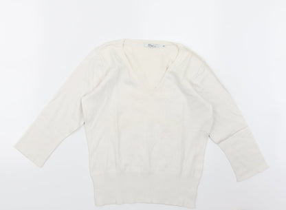 M&Co Womens Ivory  Knit Pullover Jumper Size M
