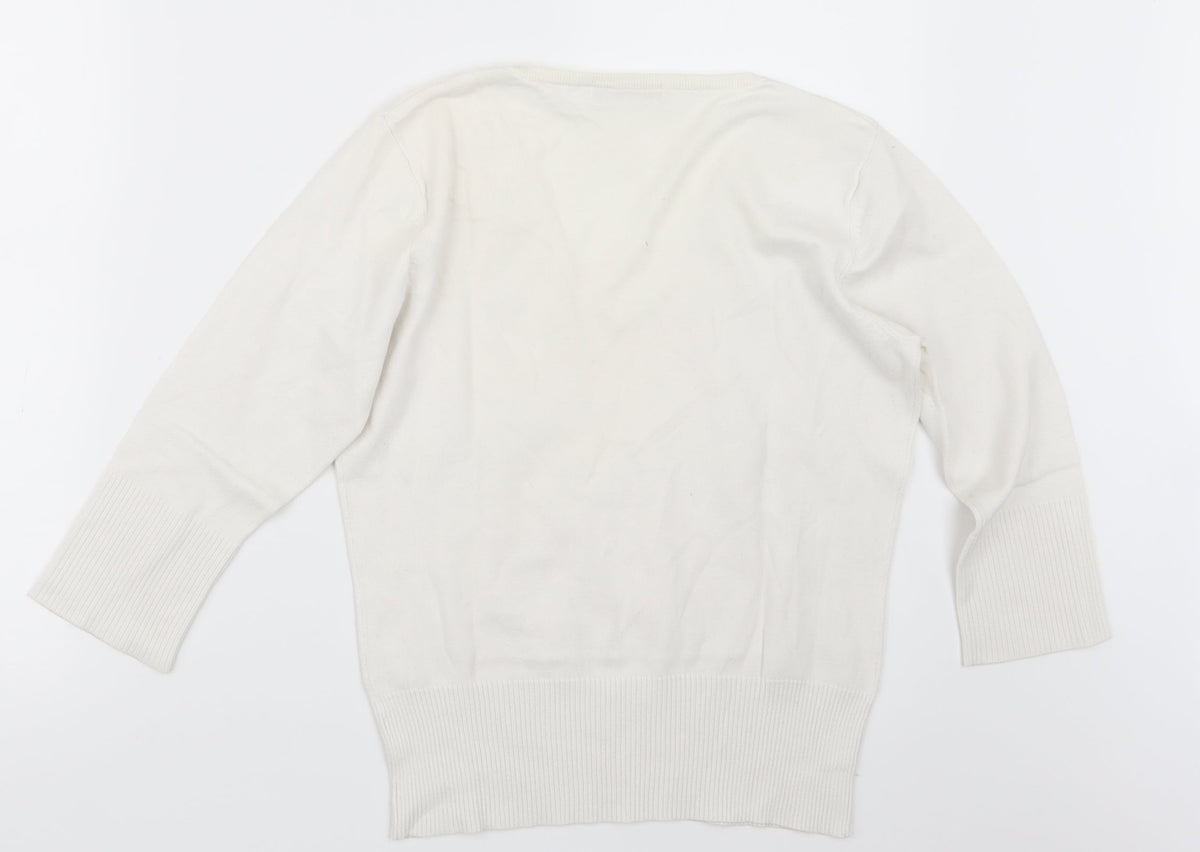 M&Co Womens Ivory  Knit Pullover Jumper Size M