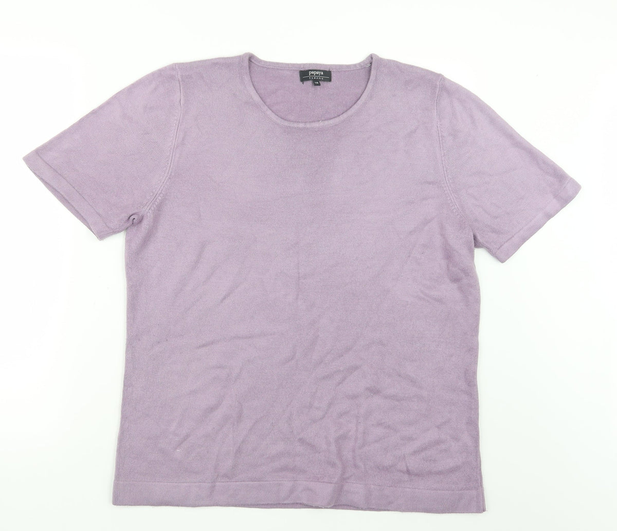 Additional front view of Papaya women’s purple knit jumper, size UK 18