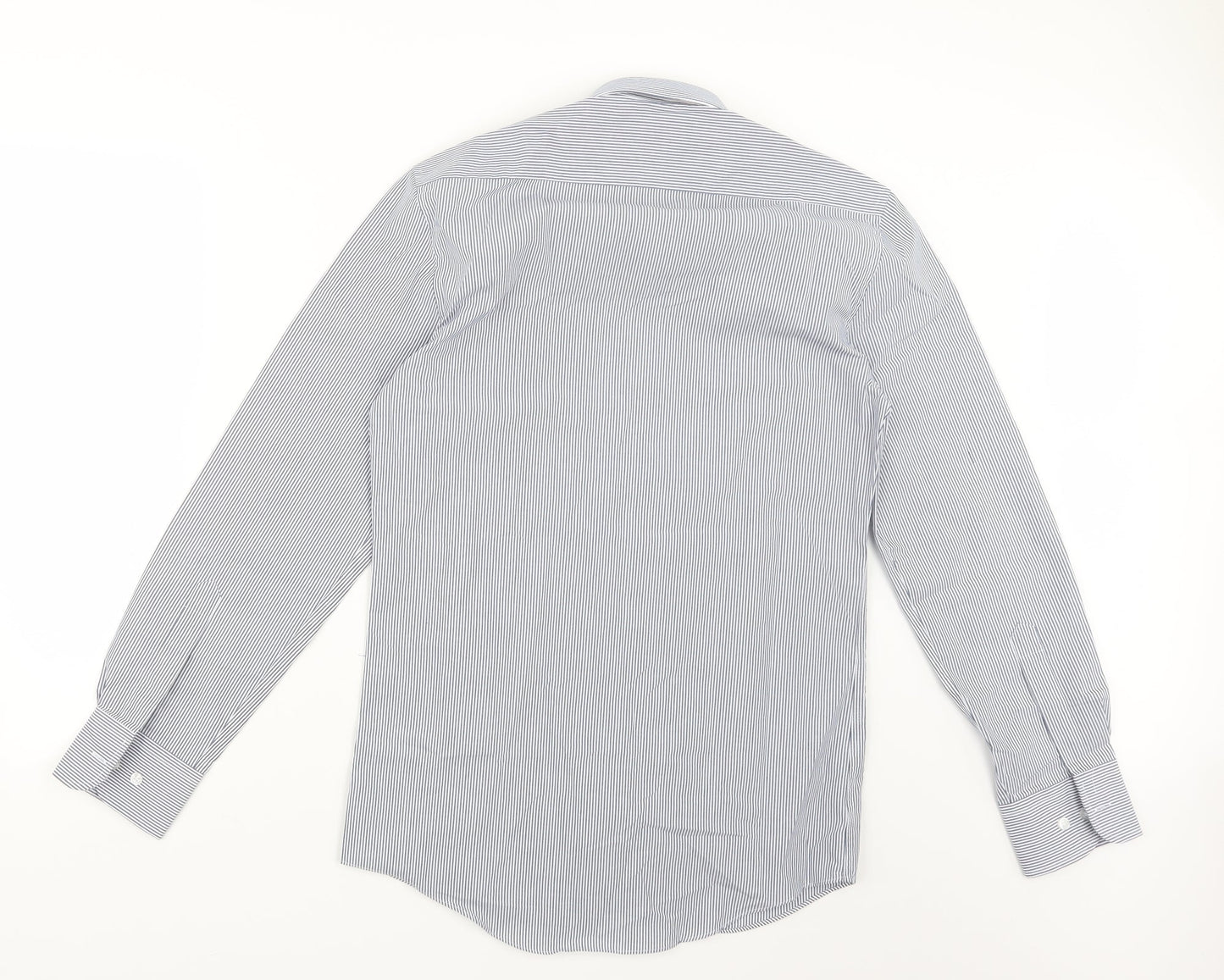 Mens UK Size 14.5 Marks and Spencer Blue  Button-Up Long Sleeve Casual Shirt
