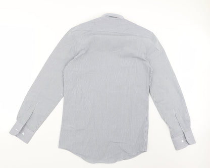Mens UK Size 14.5 Marks and Spencer Blue  Button-Up Long Sleeve Casual Shirt