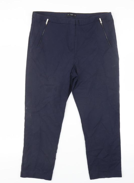 F&F Womens Blue   Trousers  Size 16 L23 in