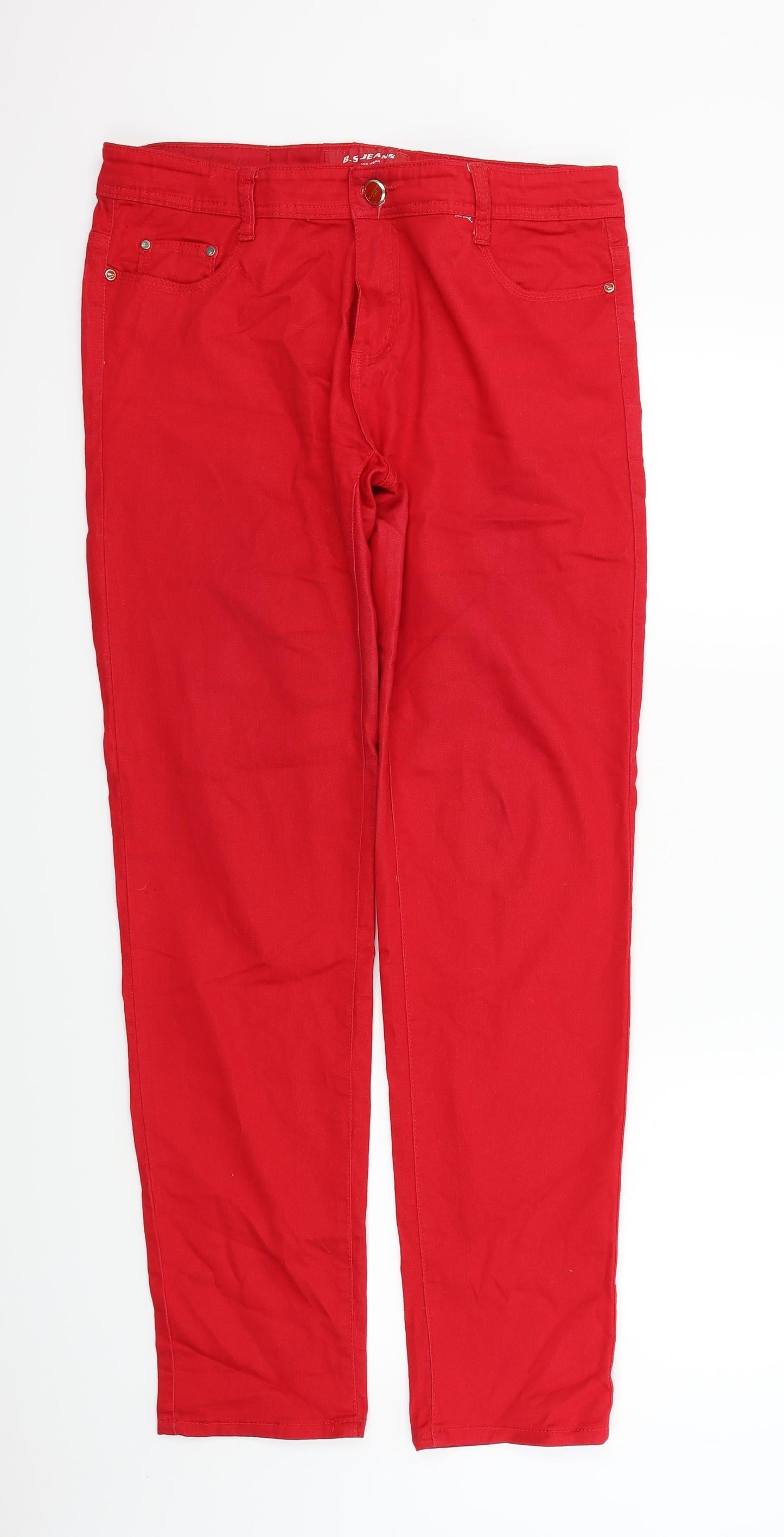 BS JEANS Womens Red   Straight Jeans Size 44 in L31 in