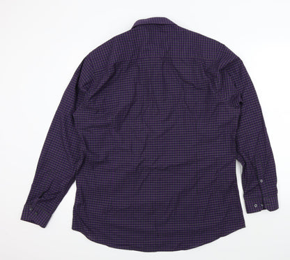 Ceader wood state Mens Purple Check   Button-Up Size 17