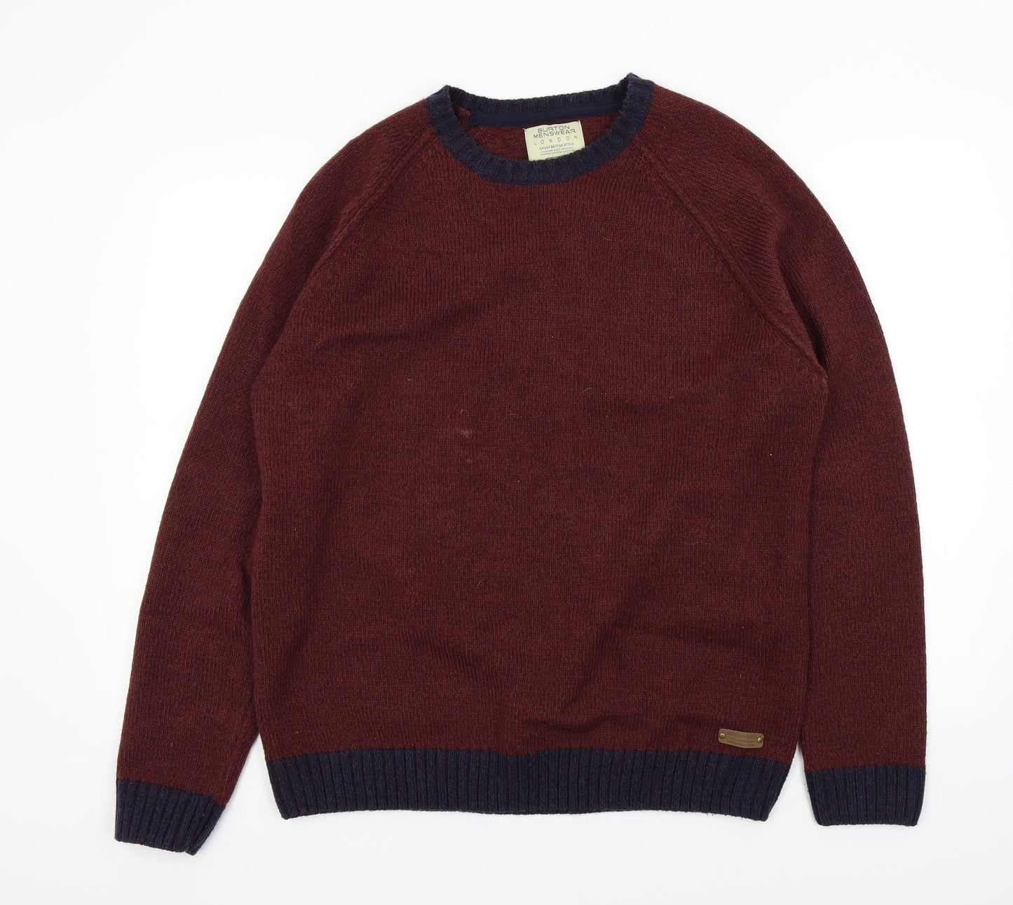 BURTONS Mens Red   Henley Jumper Size XL