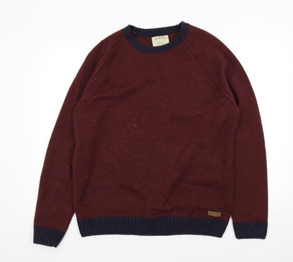 BURTONS Mens Red   Henley Jumper Size XL