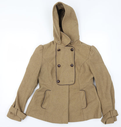 Womens UK Size 12 New Look Brown Pea Coat