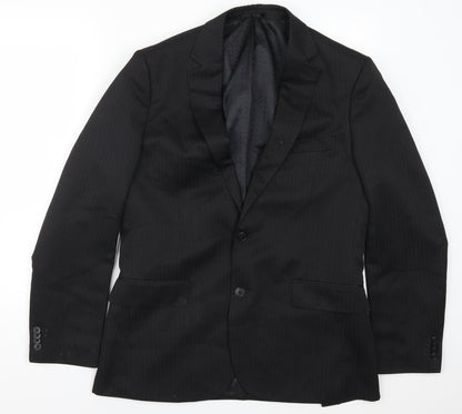 F&F Mens Black Striped  Jacket Suit Jacket Size 38