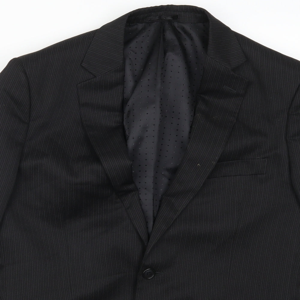 F&F Mens Black Striped  Jacket Suit Jacket Size 38
