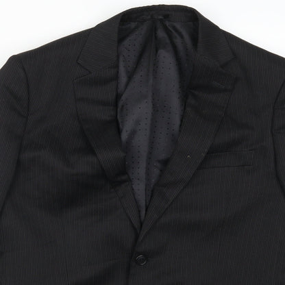 F&F Mens Black Striped  Jacket Suit Jacket Size 38