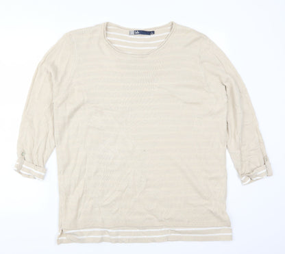 Isle Womens Beige Striped  Pullover Jumper Size 18