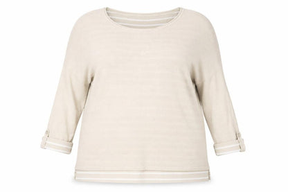 Isle Womens Beige Striped  Pullover Jumper Size 18