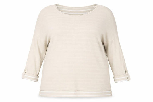 Isle Womens Beige Striped  Pullover Jumper Size 18