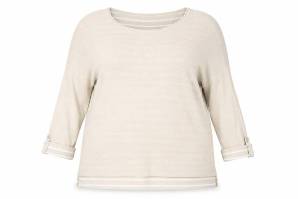 Isle Womens Beige Striped  Pullover Jumper Size 18