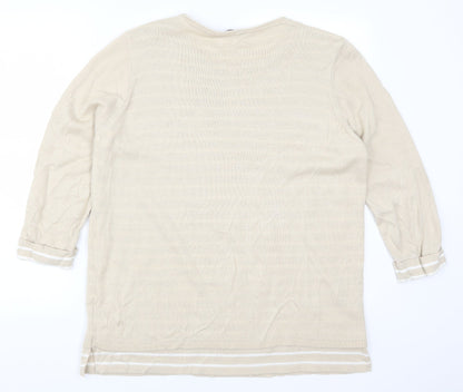 Isle Womens Beige Striped  Pullover Jumper Size 18