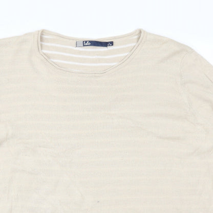 Isle Womens Beige Striped  Pullover Jumper Size 18