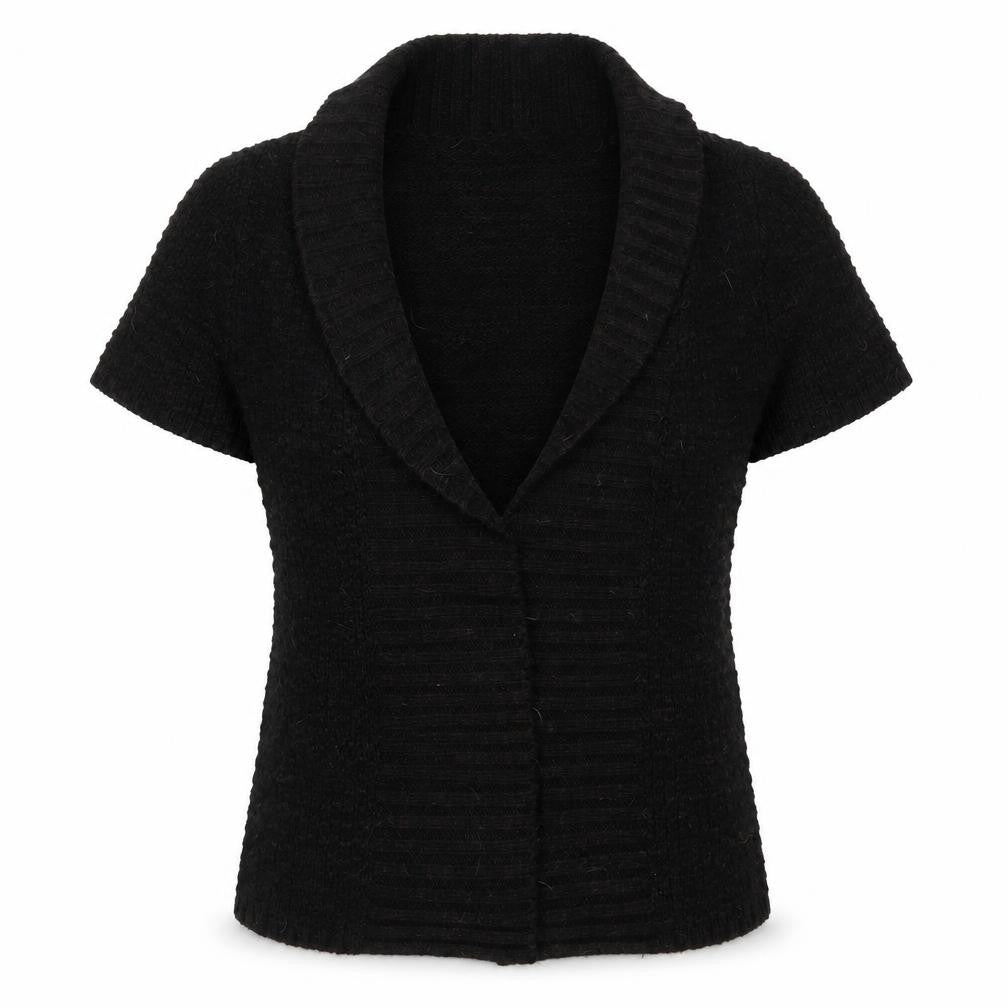 Front view of Evie women’s brown knit cardigan jumper, size UK 6