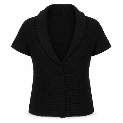 Front view of Evie women’s brown knit cardigan jumper, size UK 6