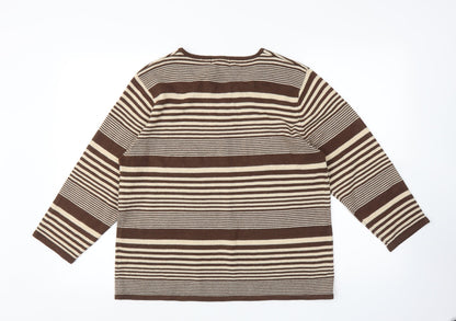 Touch Womens Brown Striped  Pullover Jumper Size L