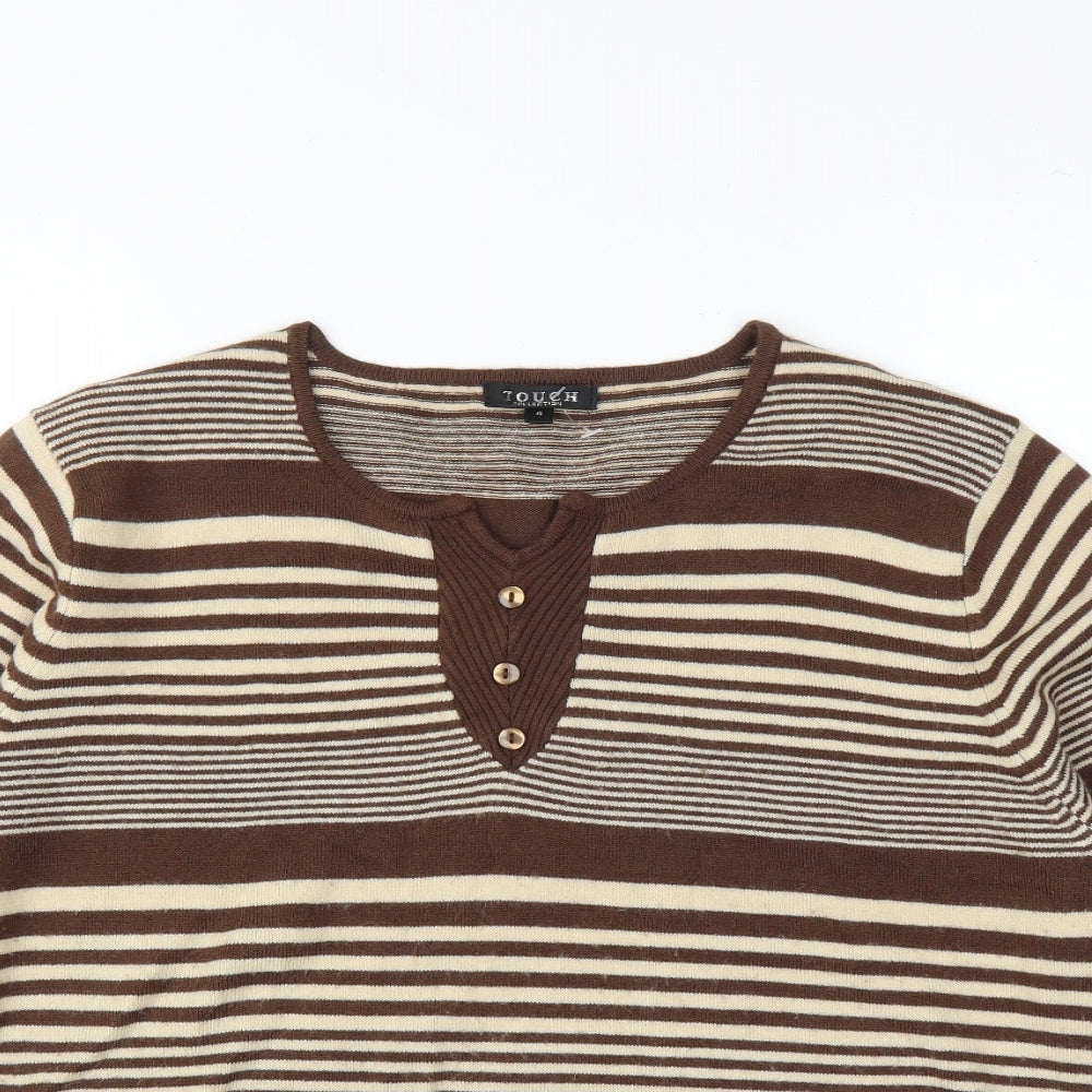 Touch Womens Brown Striped  Pullover Jumper Size L