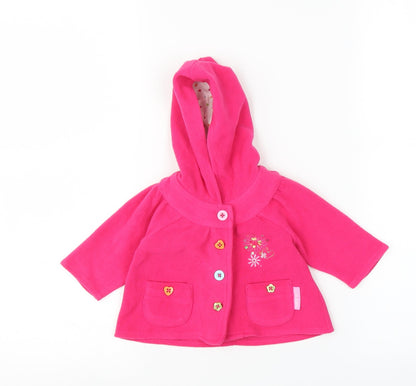 George Girls Pink Floral Fleece Overcoat Coatigan Size 0-3 Months