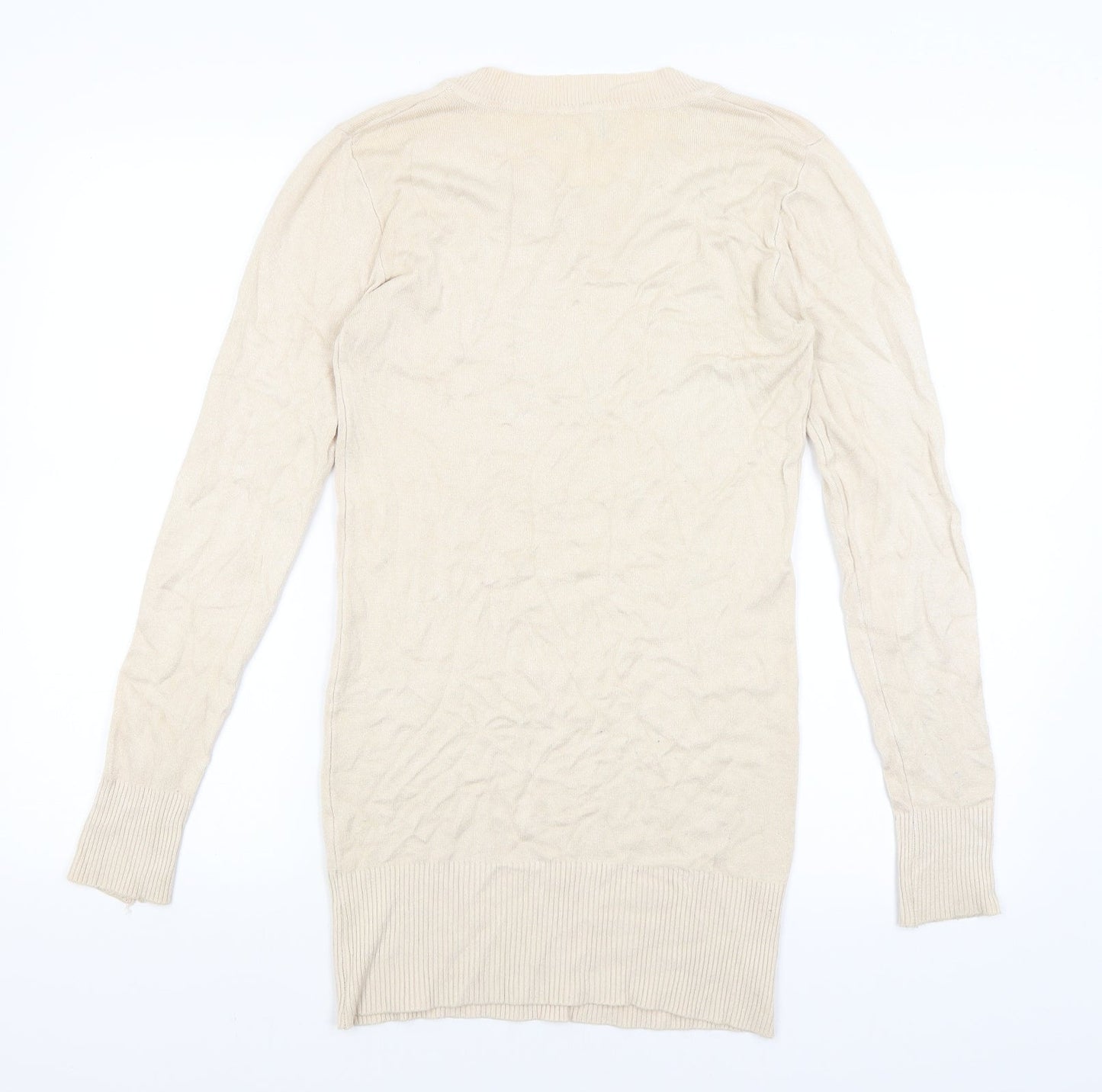 Womens UK Size 8 Preworn Beige Basic T-Shirt