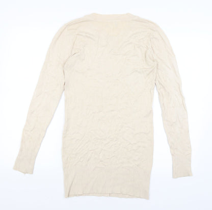 Womens UK Size 8 Preworn Beige Basic T-Shirt