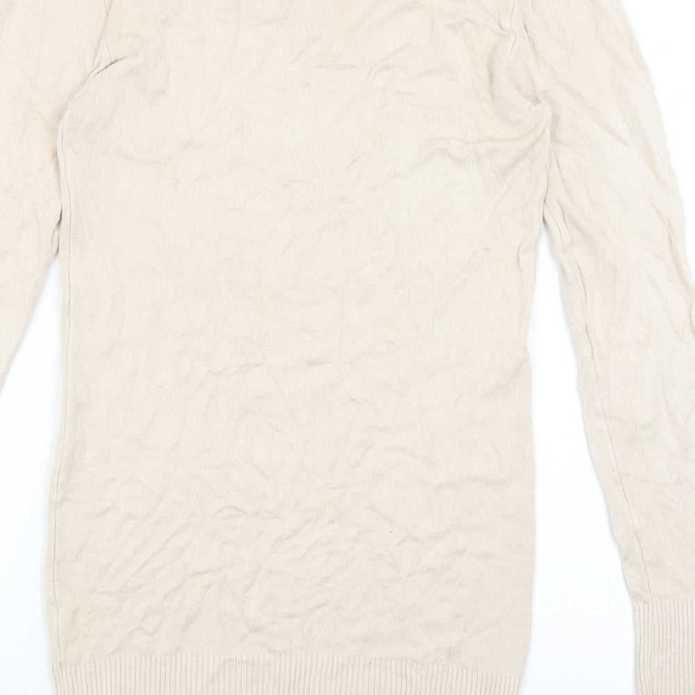 Womens UK Size 8 Preworn Beige Basic T-Shirt