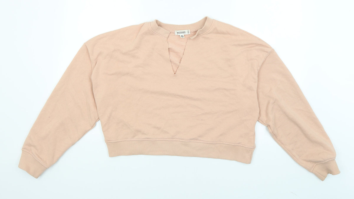 Additional front view of Missguided women’s pink pullover sweatshirt, size UK 8
