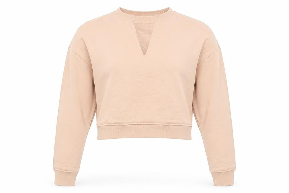 Front view of Missguided women’s pink pullover sweatshirt, size UK 8