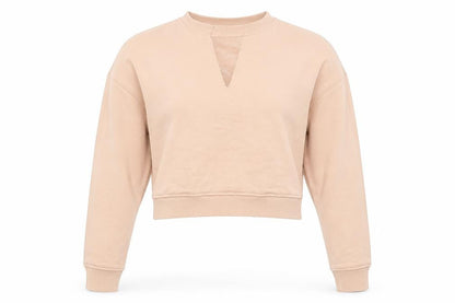Front view of Missguided women’s pink pullover sweatshirt, size UK 8