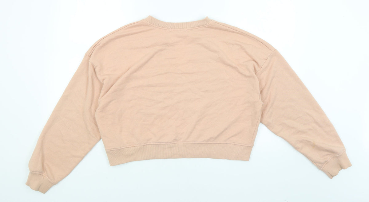 Back view of Missguided women’s pink pullover sweatshirt, size UK 8