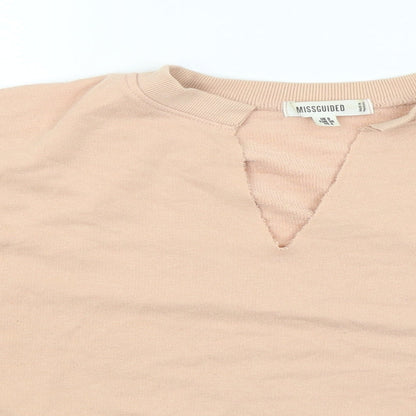 Close-up detail of Missguided women’s pink pullover sweatshirt, size UK 8