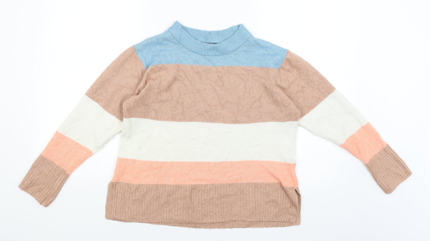 Nutmeg Womens Brown Striped  Pullover Jumper Size 10