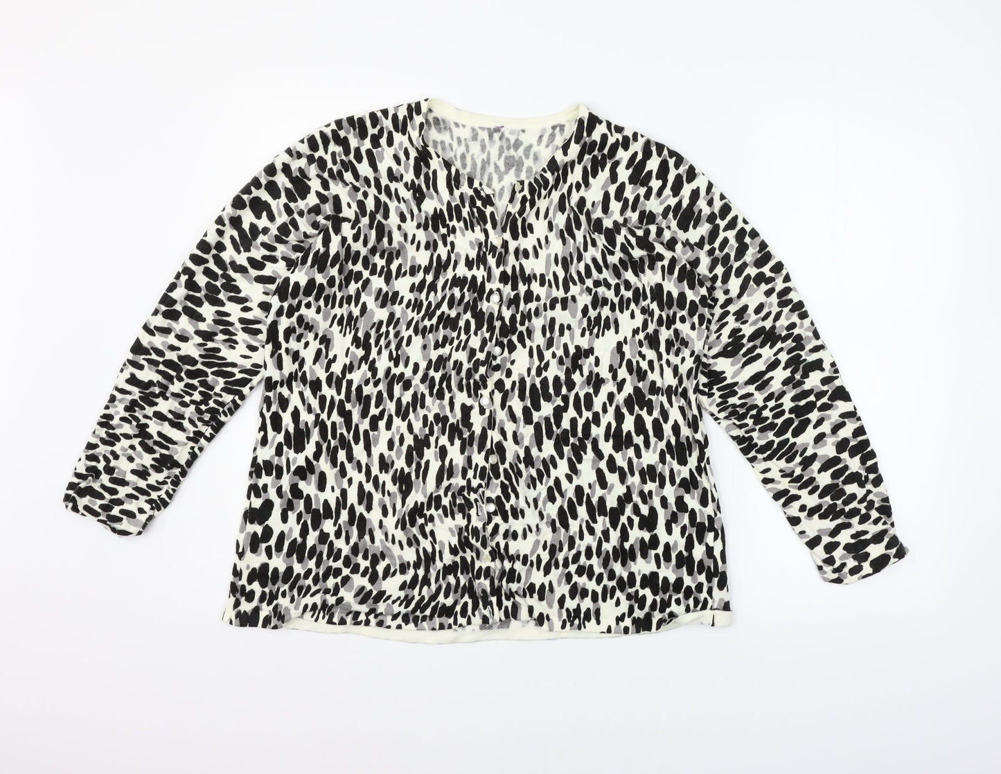 BHS Womens White Geometric  Cardigan Jumper Size 20