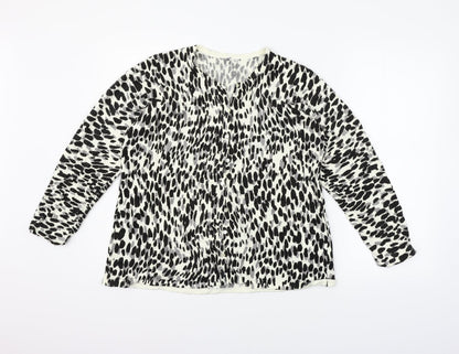 BHS Womens White Geometric  Cardigan Jumper Size 20
