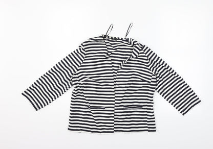 M&Co Womens White Striped  Cardigan Jumper Size 10