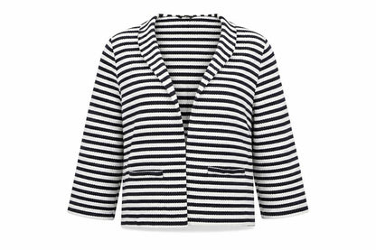 M&Co Womens White Striped  Cardigan Jumper Size 10
