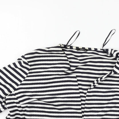 M&Co Womens White Striped  Cardigan Jumper Size 10