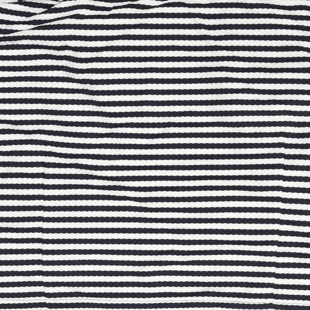 M&Co Womens White Striped  Cardigan Jumper Size 10
